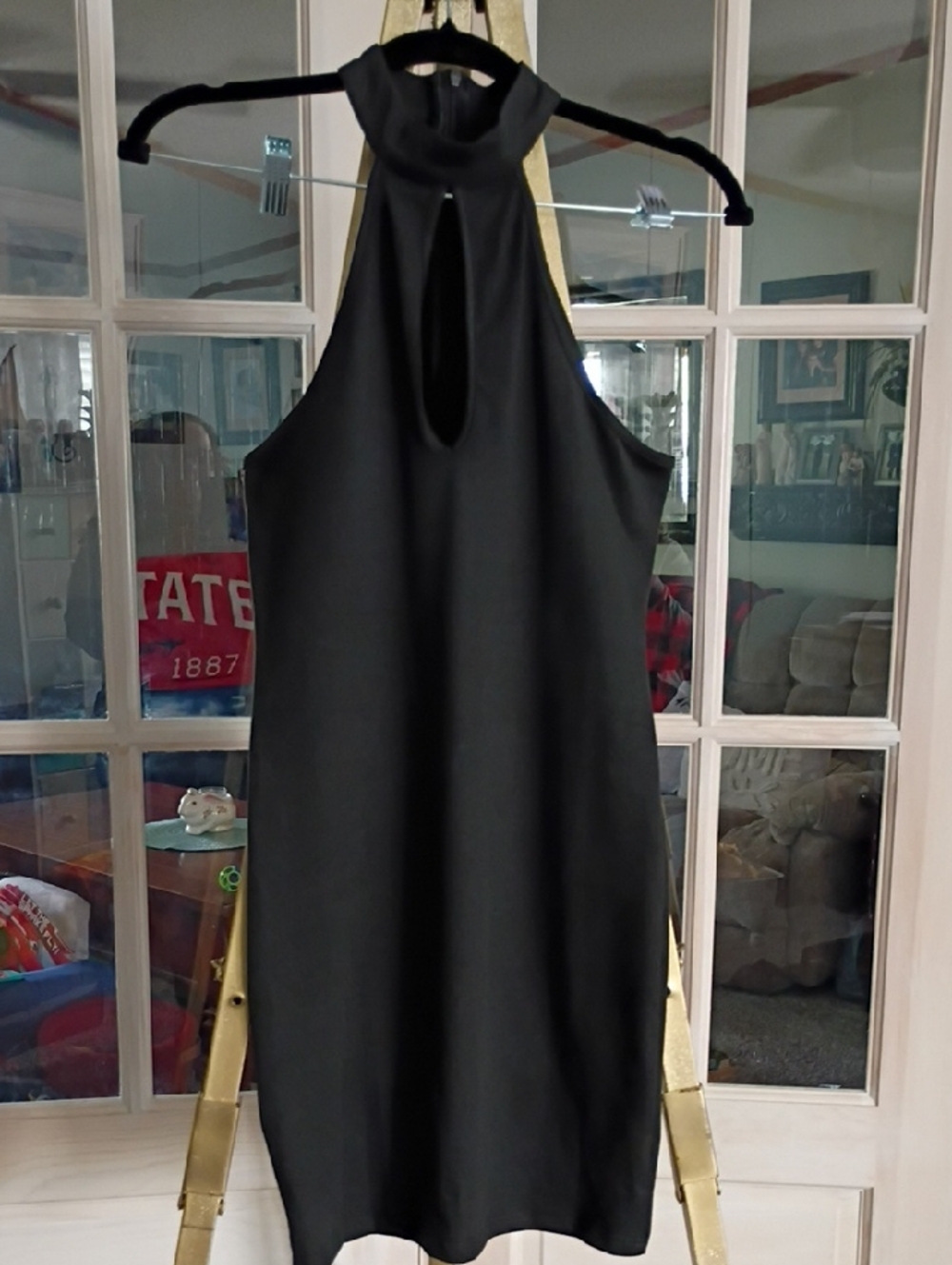 Sacchetto Sleeveless Black Halter Shift Dress